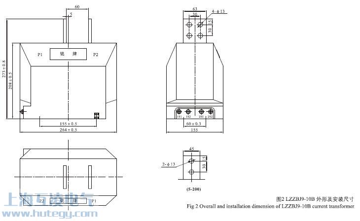 LZZBJ9-10B電流互感器外形尺寸圖