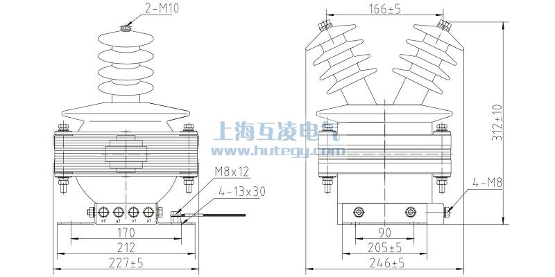 FDEG8放電線圈外形尺寸，F(xiàn)DGE8/11/√3-1.7-1尺寸圖